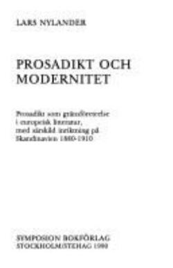 Omslagsbild för Prosadikt och modernitet