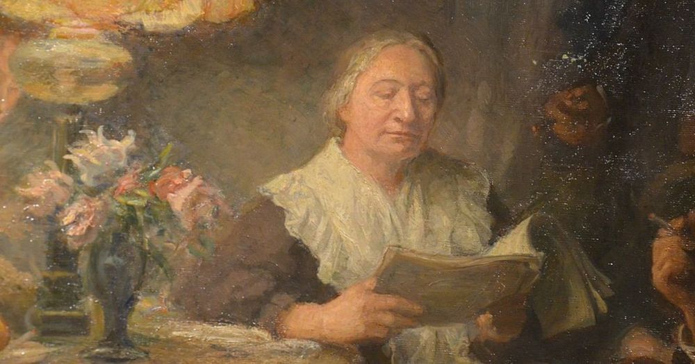 Målning som föreställer Ellen Key läsande en bok
