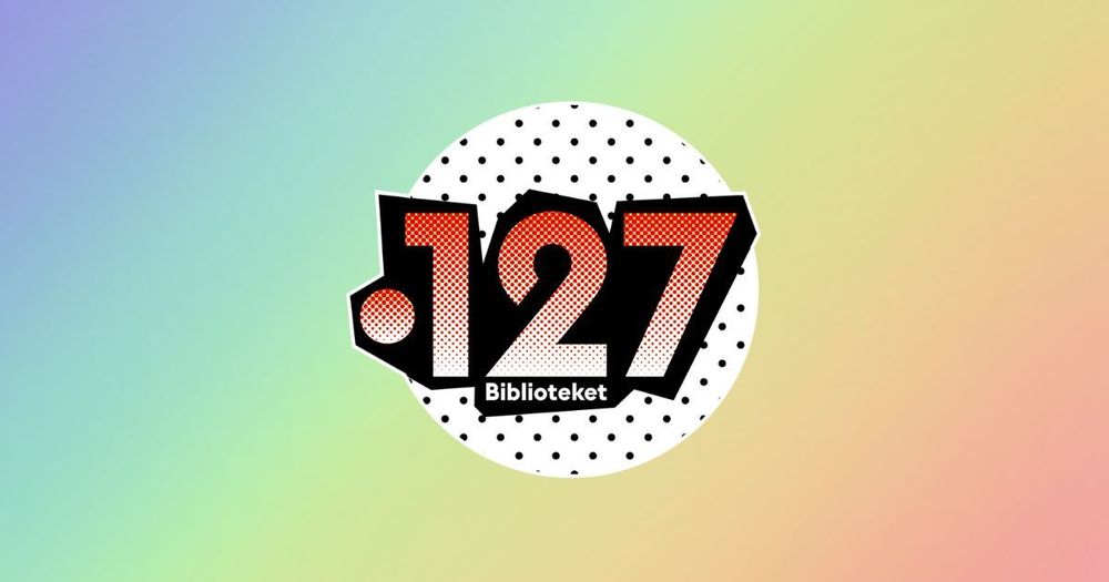 Bibliotekets logotyp. Text i bild: ".127-biblioteket".