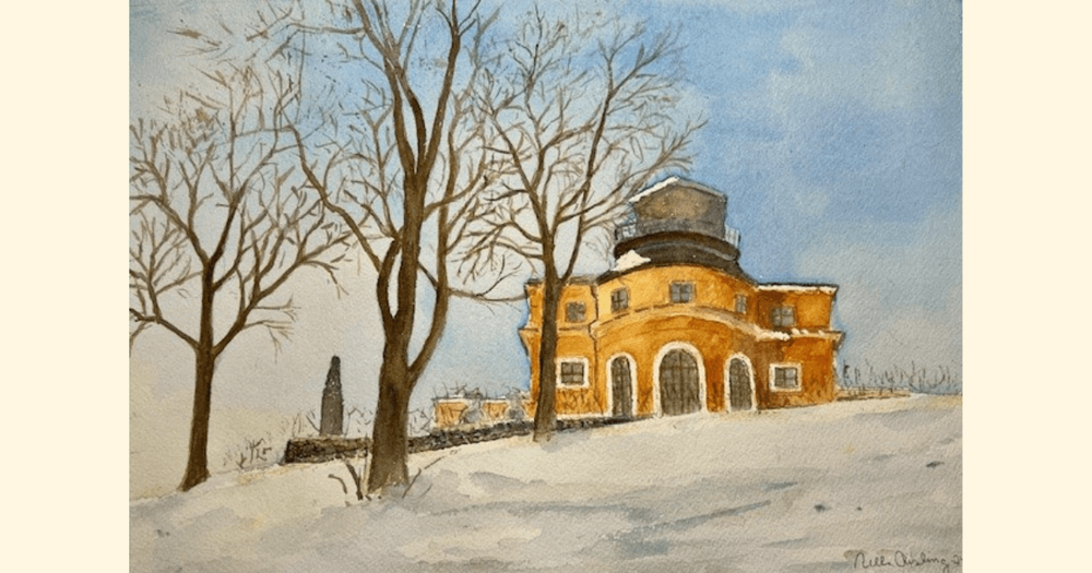 Akvarellmålning med vintermotiv