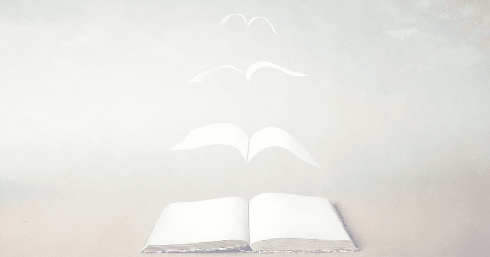 En bild på böcker där boksidorna flyger