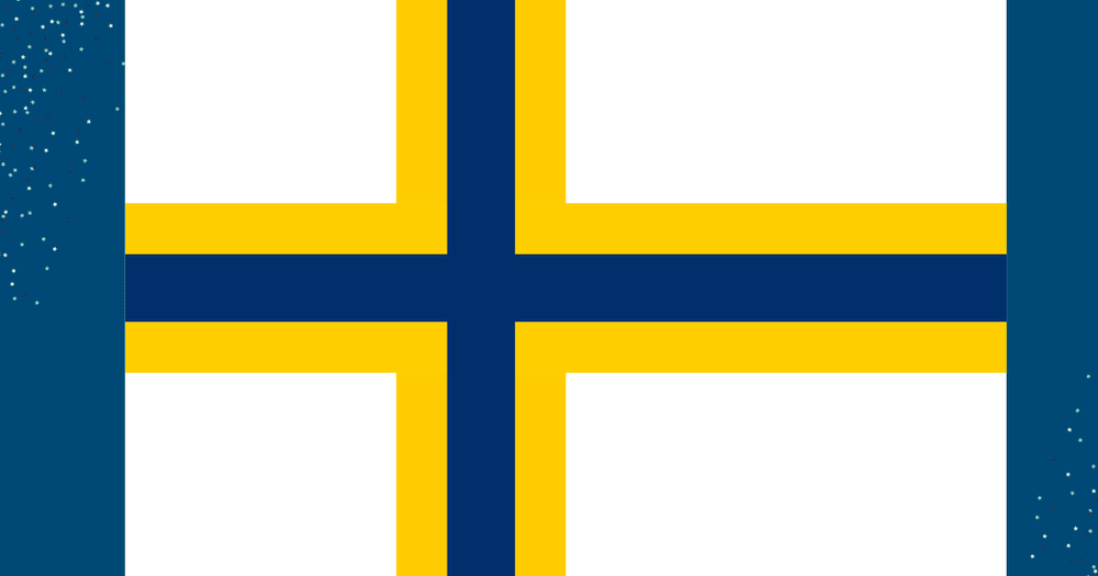 Sverigefinska flaggan på blå bakgrund