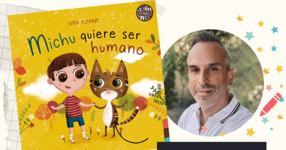 En bild på illustratören Iván Alfaro och omslaget till en av hans böcker