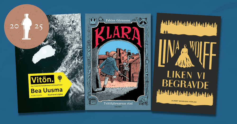 Collage med bokomslag för Augustprisade böcker.