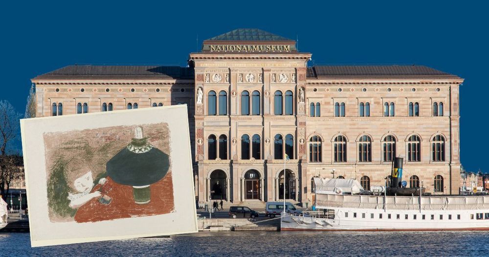Nationalmusem och bild av Pierre Bonnards verk Barnet vid lampan, 1897