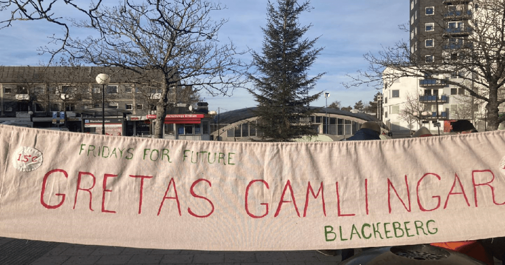 Banderoll med texten Gretas gamlingar
