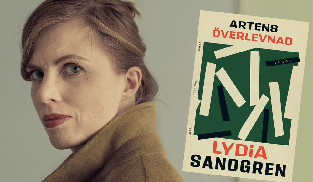 Collage Lydia sandgren och bokomslag artens överlevnad