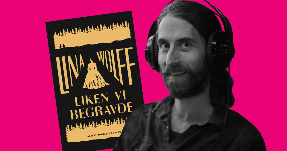 Collage med omslaget till "Liken vi begravde" och porträtt av Max Edenborg