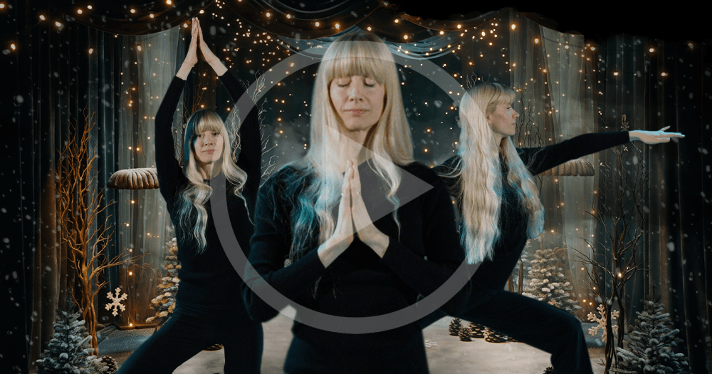 Collage med bilder från filmen yogasaga vinter.