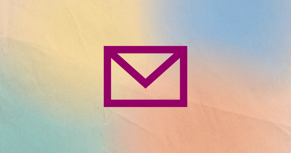 Brevikon på färgad bakgrund.