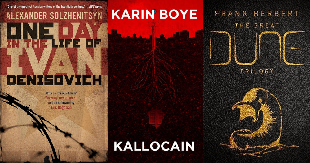 omslag på tre böcker