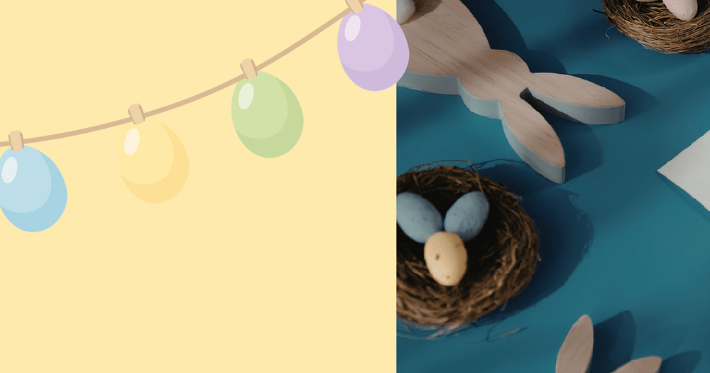 Bild på ballonger och påskpyssel.