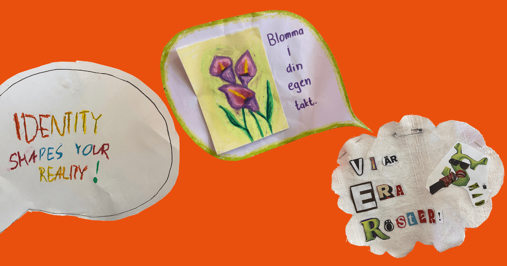 pratbubblor med text och bild