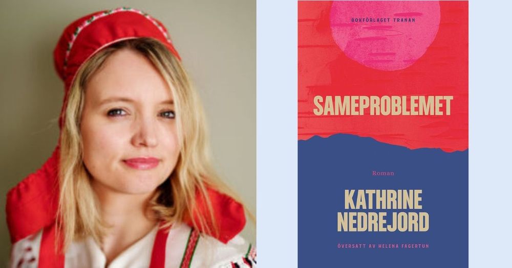 porträtt av Kathrine Nedrejord samt bokomslag